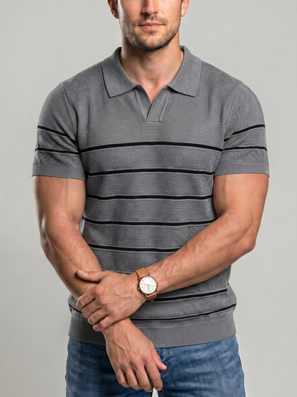KZZ Men's Striped Short-Sleeve Top