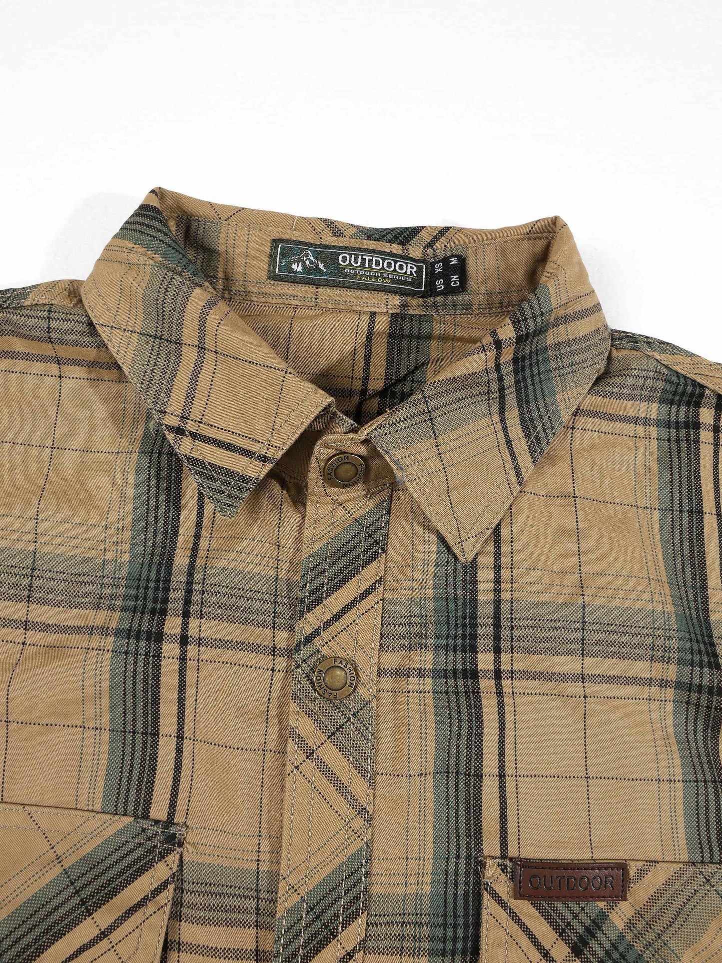 KZZ Men's Summer Short-Sleeve Plaid Shirt