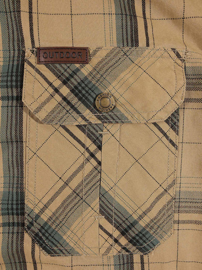 KZZ Men's Summer Short-Sleeve Plaid Shirt
