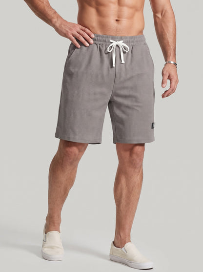 KZZ Men's Waffle-Knit Casual Shorts