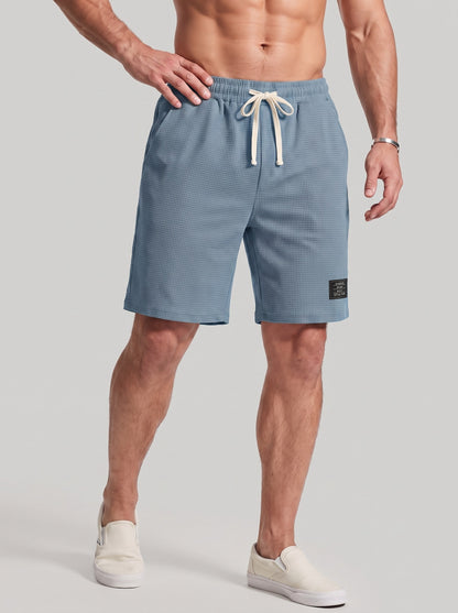 KZZ Men's Waffle-Knit Casual Shorts