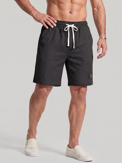 KZZ Men's Waffle-Knit Casual Shorts