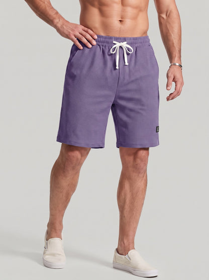 KZZ Men's Waffle-Knit Casual Shorts