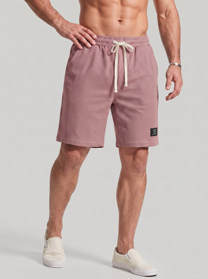 KZZ Men's Waffle-Knit Casual Shorts