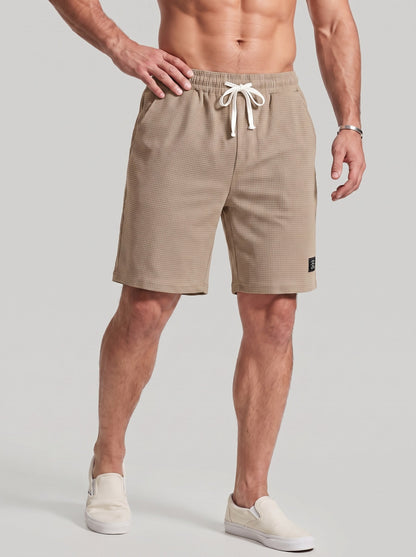 KZZ Men's Waffle-Knit Casual Shorts