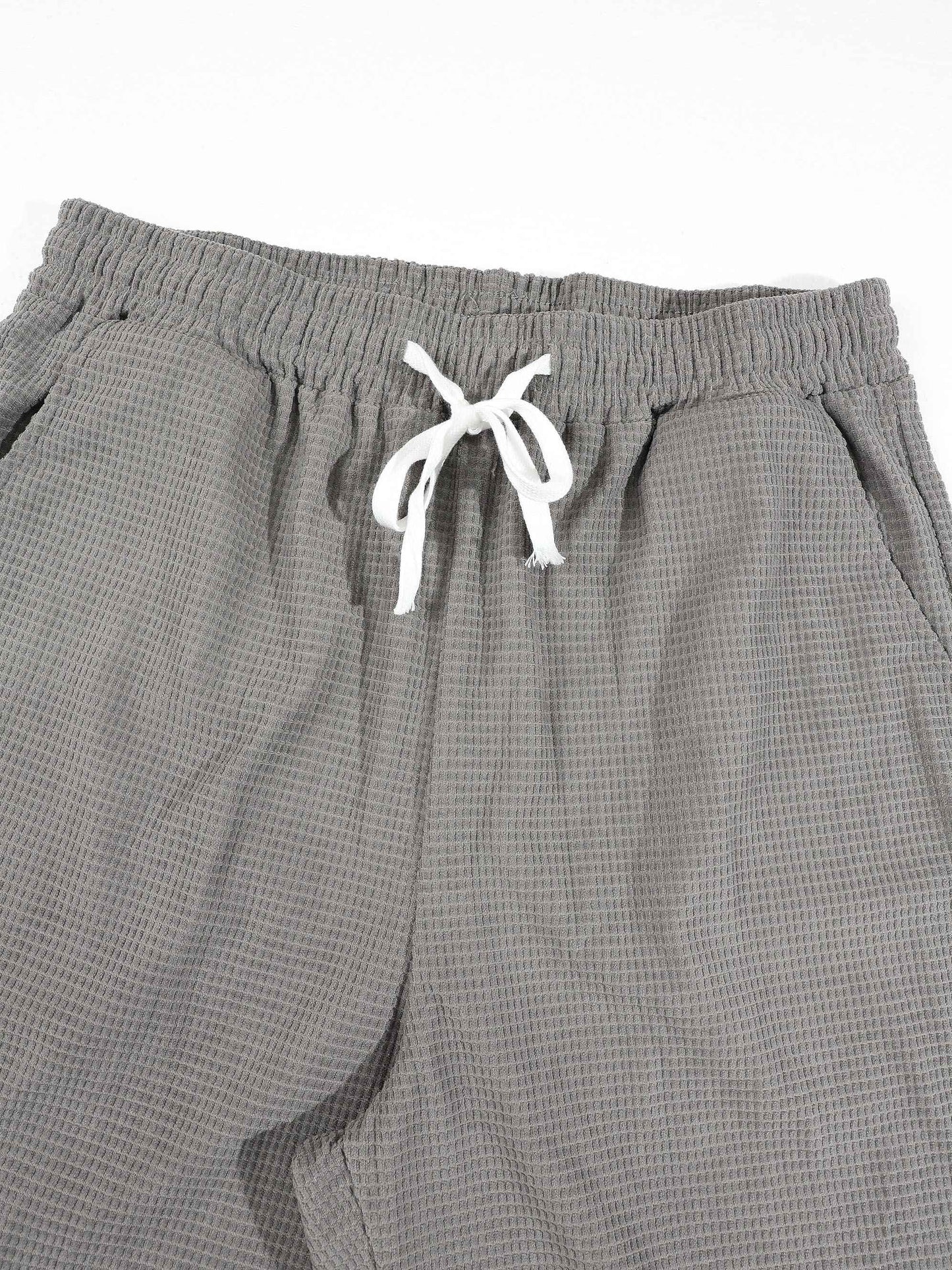 KZZ Men's Waffle-Knit Casual Shorts
