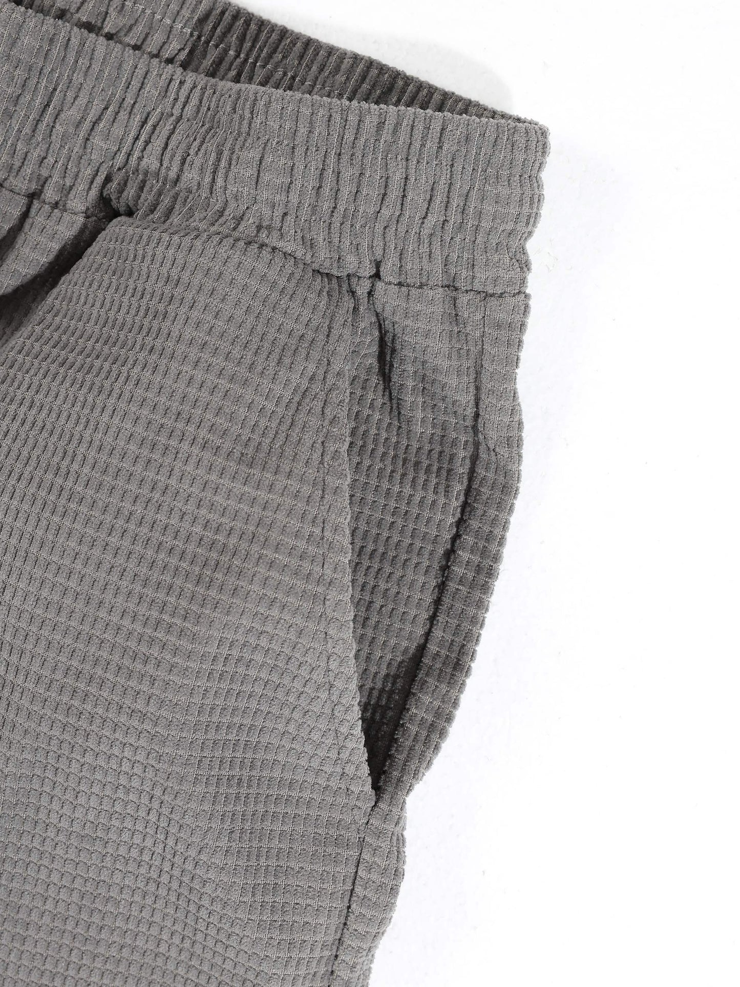 KZZ Men's Waffle-Knit Casual Shorts