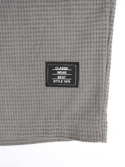 KZZ Men's Waffle-Knit Casual Shorts