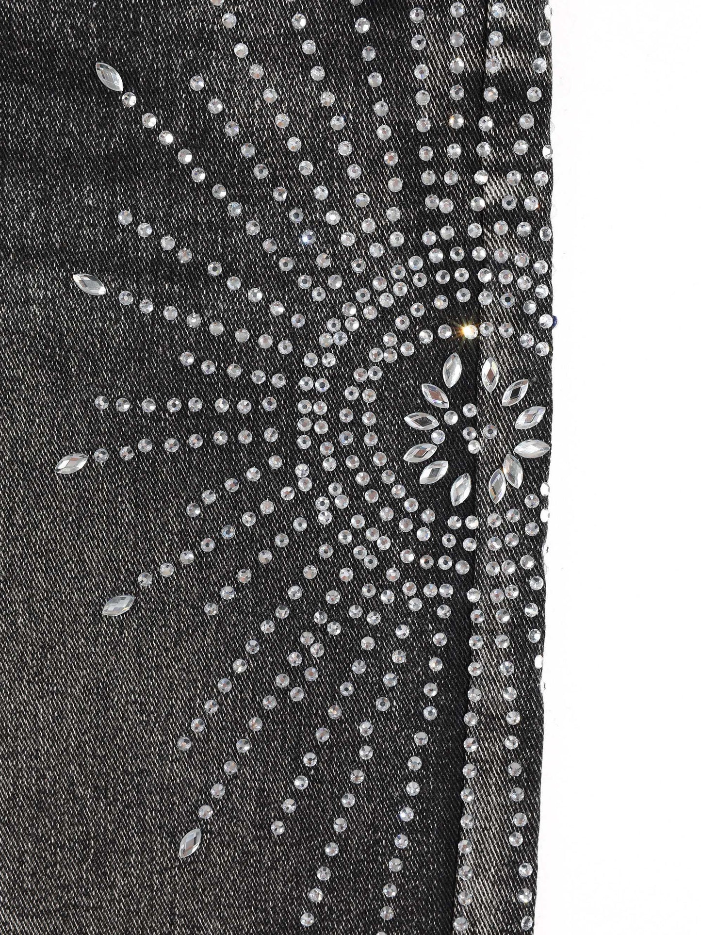 KZZ Men's Rhinestone-Embellished Denim Shorts