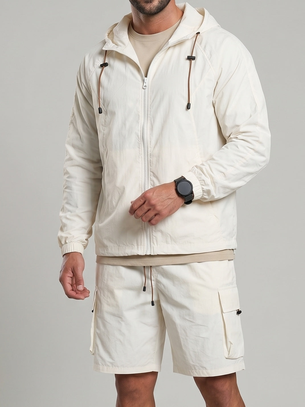 KZZ Loose-fitting hooded sun-protection jacket and shorts