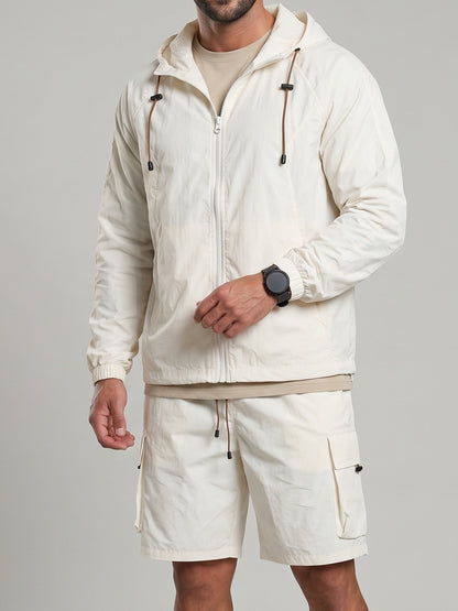 KZZ Loose-fitting hooded sun-protection jacket and shorts