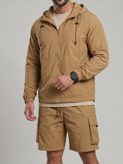 KZZ Loose-fitting hooded sun-protection jacket and shorts