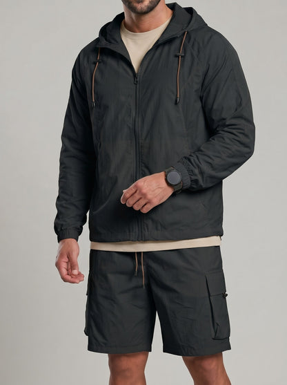 KZZ Loose-fitting hooded sun-protection jacket and shorts