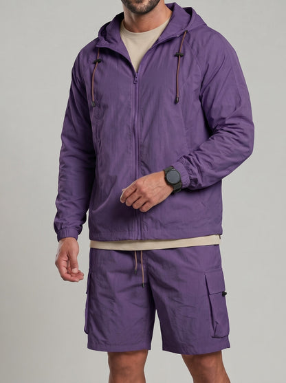 KZZ Loose-fitting hooded sun-protection jacket and shorts
