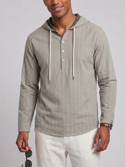 KZZ Men's striped hooded shirt