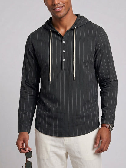 KZZ Men's striped hooded shirt
