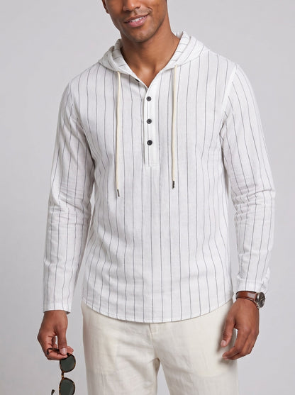 KZZ Men's striped hooded shirt