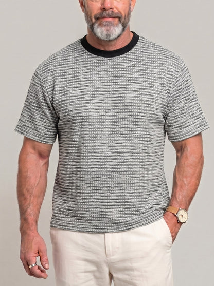 KZZ Men's Summer "Dopamine-Style" Color-Block Crew-Neck Short-Sleeve Tee