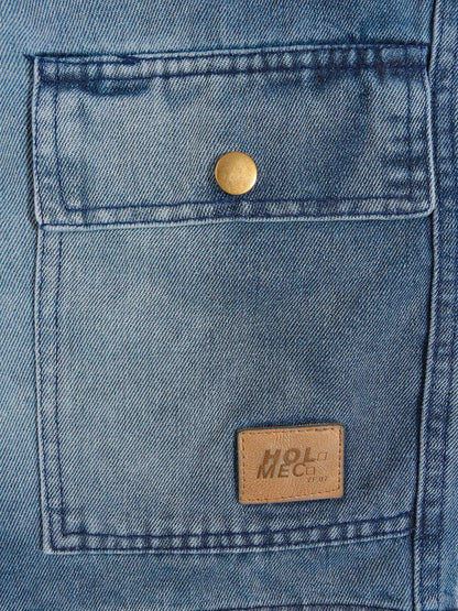 KZZ Men's Washed Denim Utility Shorts