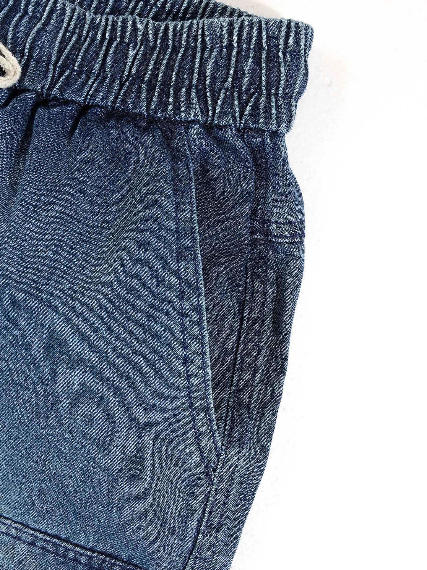 KZZ Men's Washed Denim Utility Shorts