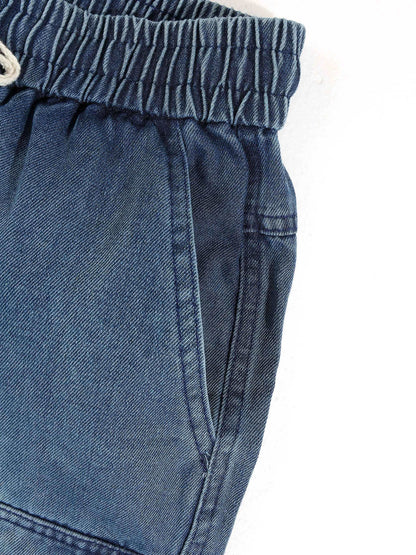 KZZ Men's Washed Denim Utility Shorts