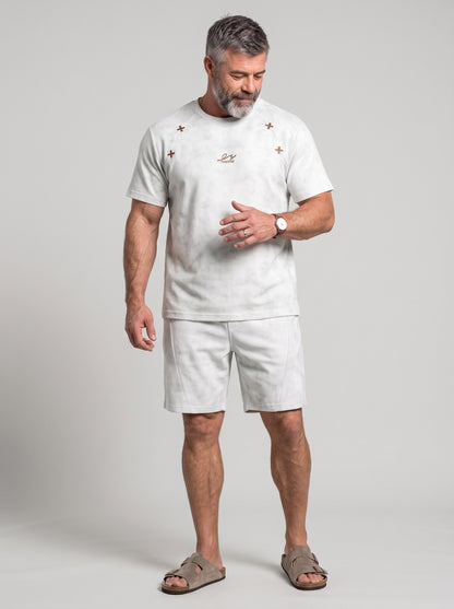 KZZ Acid-wash vintage T-shirt and shorts set