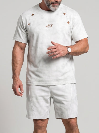KZZ Acid-wash vintage T-shirt and shorts set