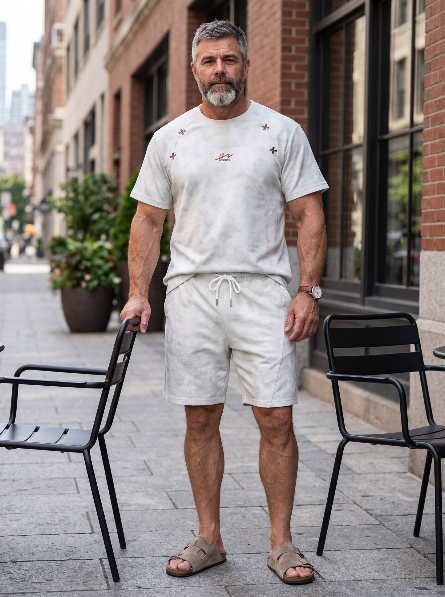 KZZ Acid-wash vintage T-shirt and shorts set