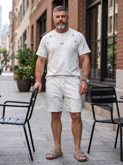 KZZ Acid-wash vintage T-shirt and shorts set
