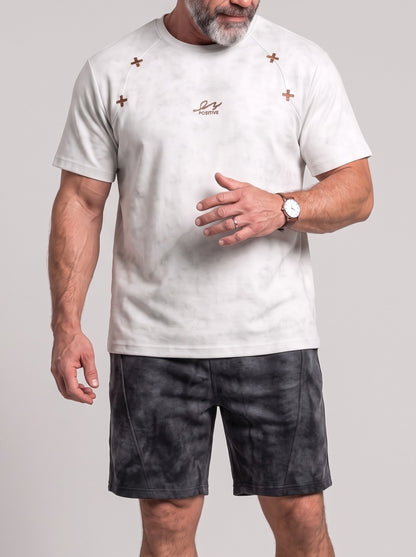 KZZ Acid-wash vintage T-shirt and shorts set