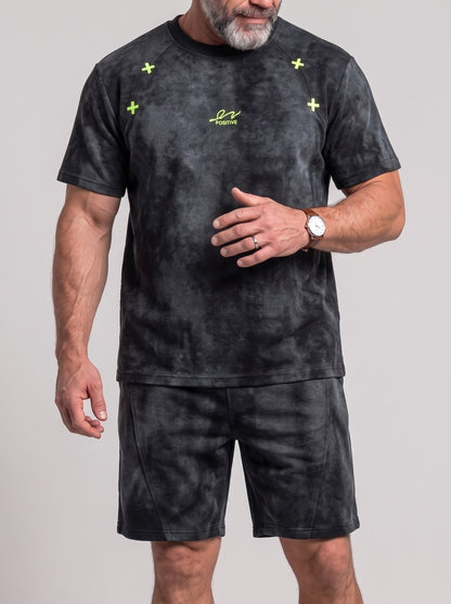 KZZ Acid-wash vintage T-shirt and shorts set