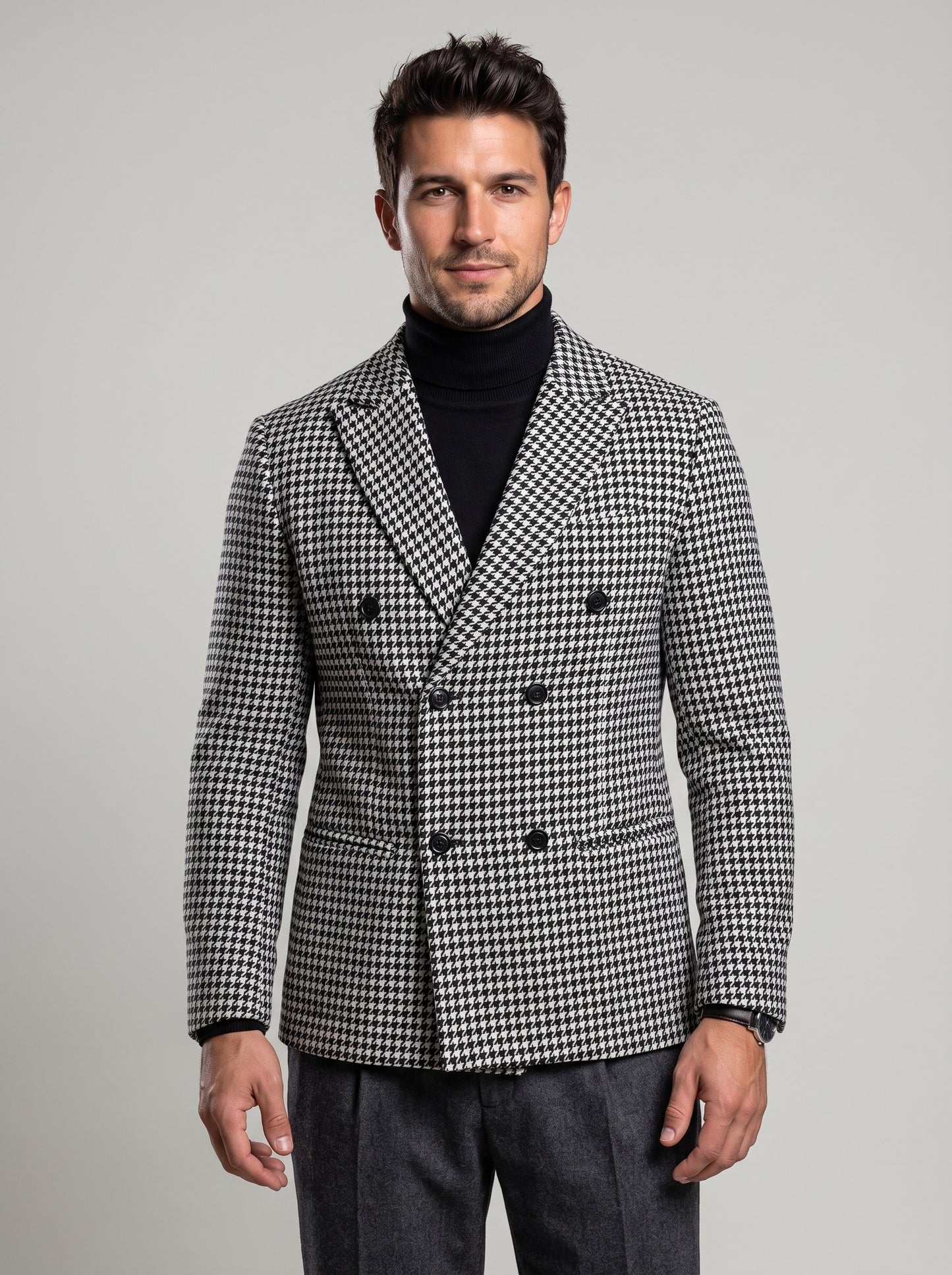 KZZ Houndstooth double-breasted blazer