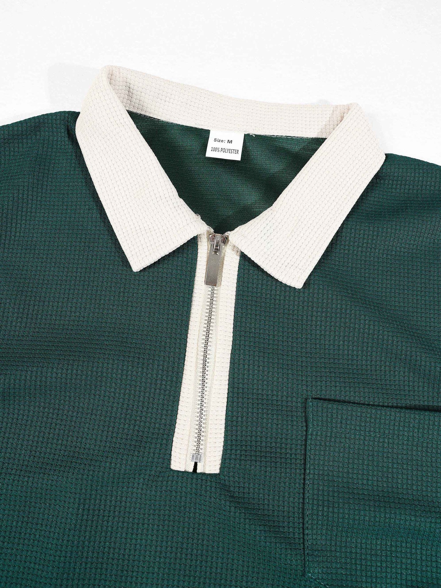 KZZ Color-block sleeve short-sleeve knit polo shirt and drawstring trousers