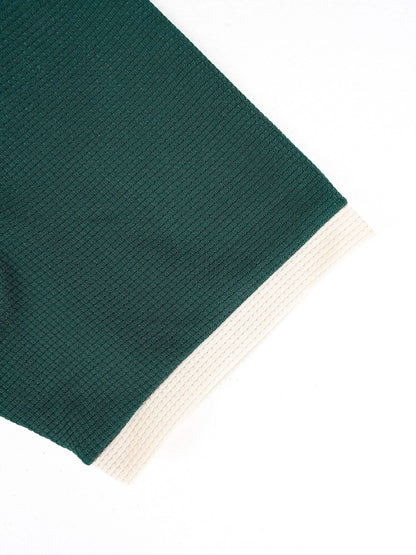 KZZ Color-block sleeve short-sleeve knit polo shirt and drawstring trousers