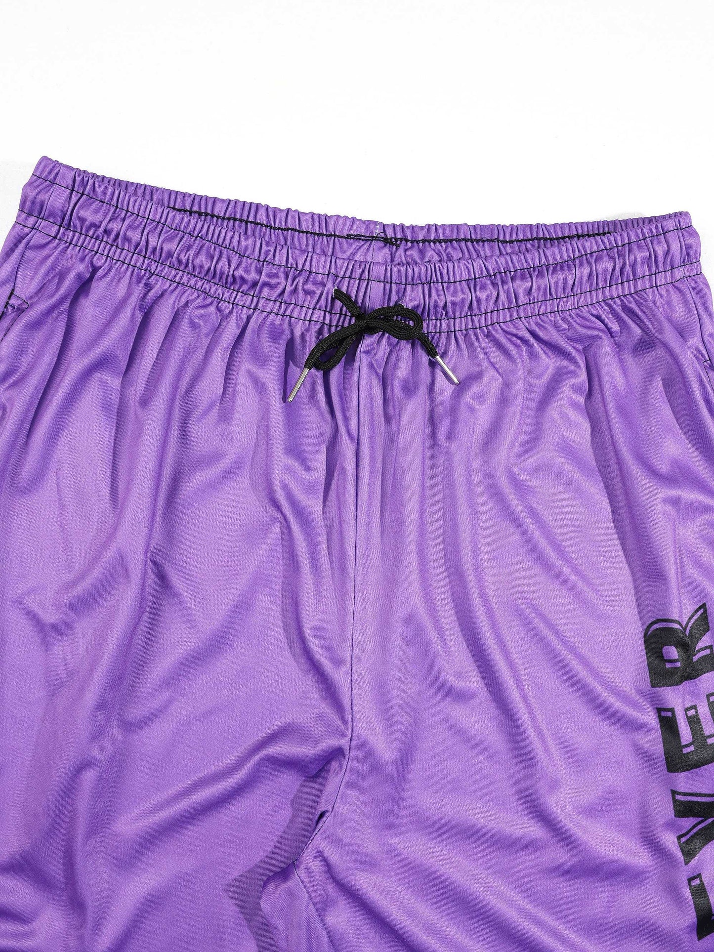 KZZ Letter-print color-block crew-neck short-sleeve top and drawstring shorts