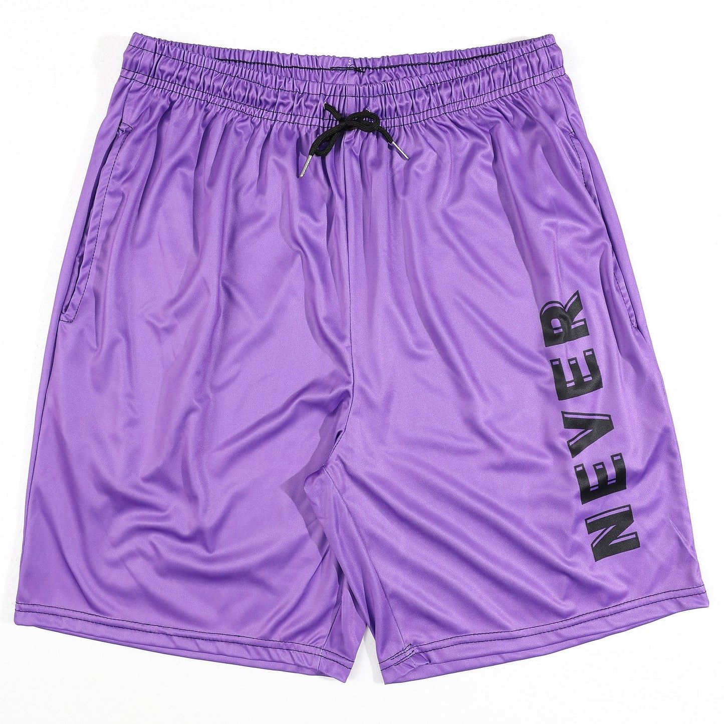 KZZ Letter-print color-block crew-neck short-sleeve top and drawstring shorts