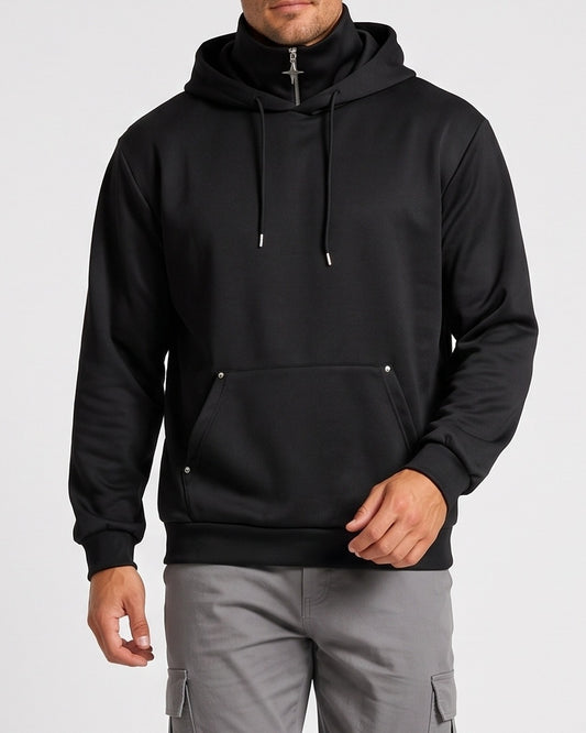 KZZ Men's Long-Sleeve Short-Sleeve Hooded Sweatshirt