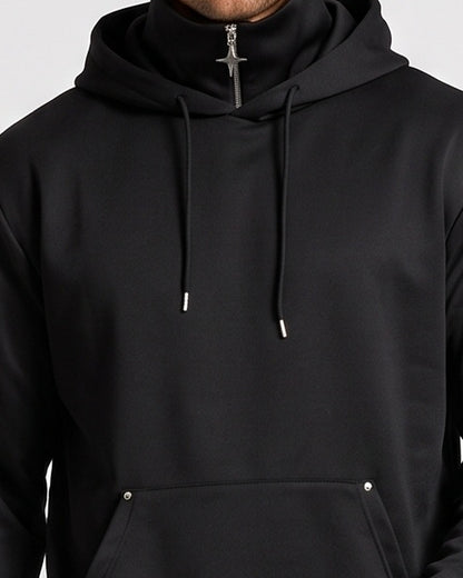 KZZ Men's Long-Sleeve Short-Sleeve Hooded Sweatshirt
