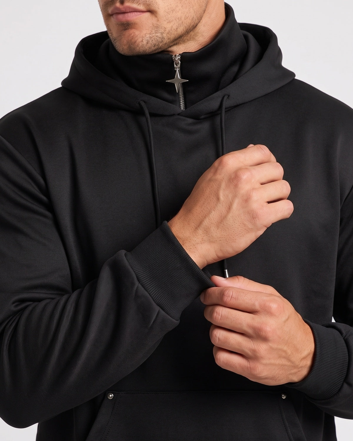 KZZ Men's Long-Sleeve Short-Sleeve Hooded Sweatshirt