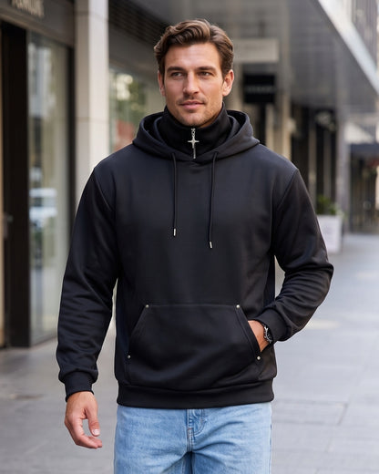 KZZ Men's Long-Sleeve Short-Sleeve Hooded Sweatshirt