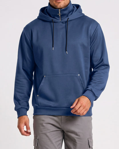 KZZ Men's Long-Sleeve Short-Sleeve Hooded Sweatshirt