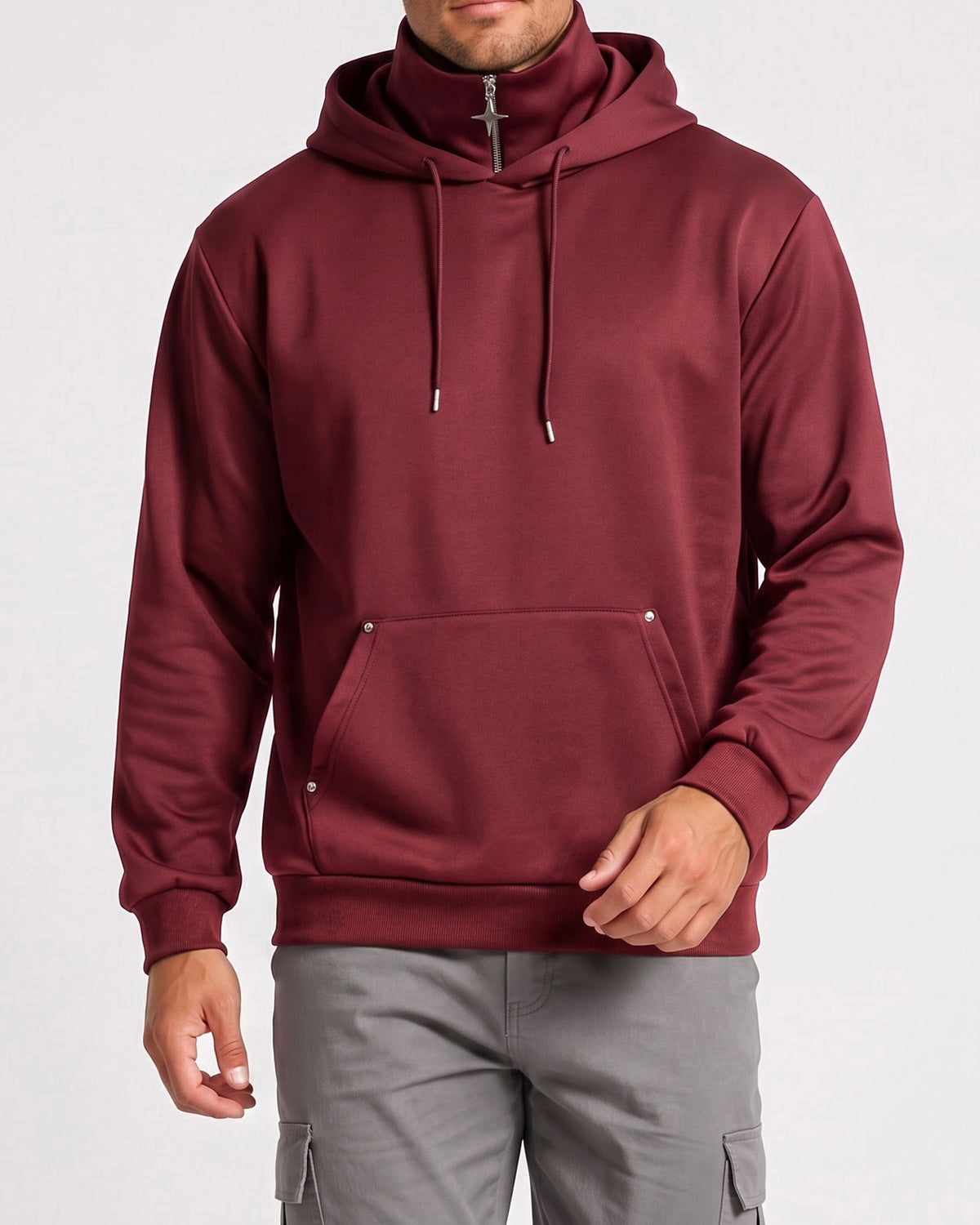 KZZ Men's Long-Sleeve Short-Sleeve Hooded Sweatshirt