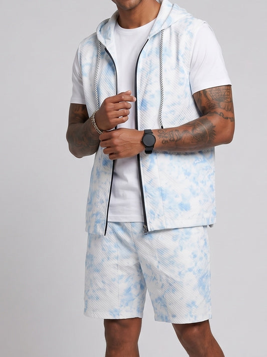 KZZ Tie-dye hooded quick-dry tank top and shorts