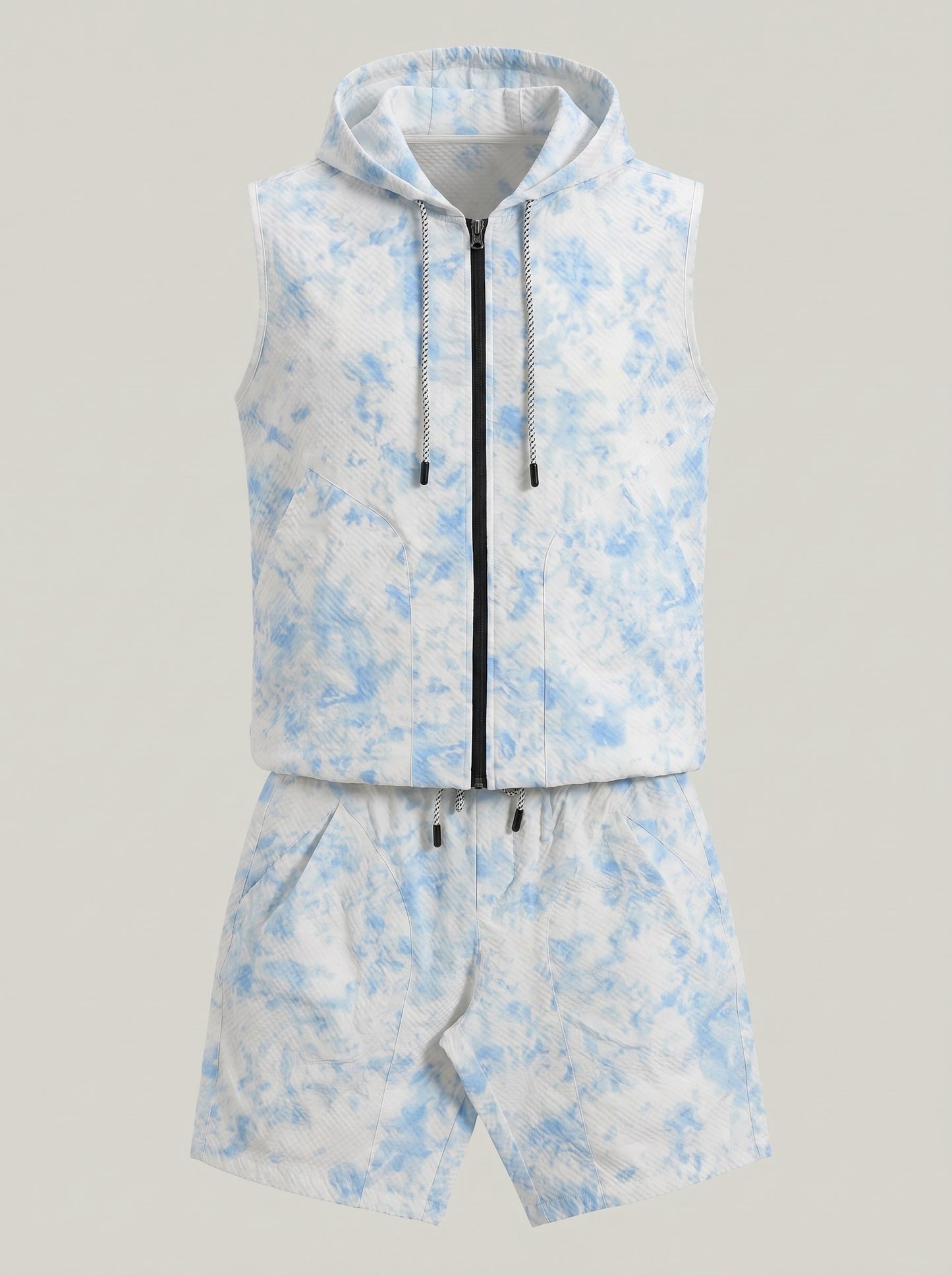 KZZ Tie-dye hooded quick-dry tank top and shorts