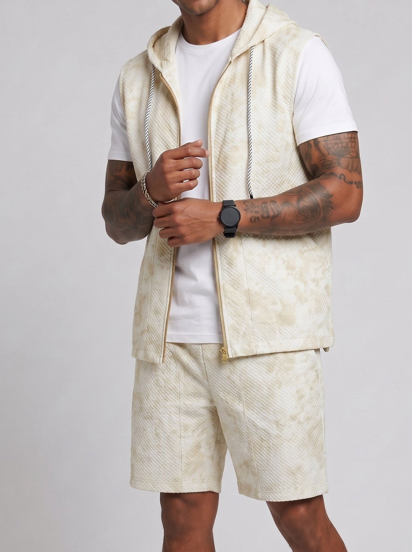 KZZ Tie-dye hooded quick-dry tank top and shorts