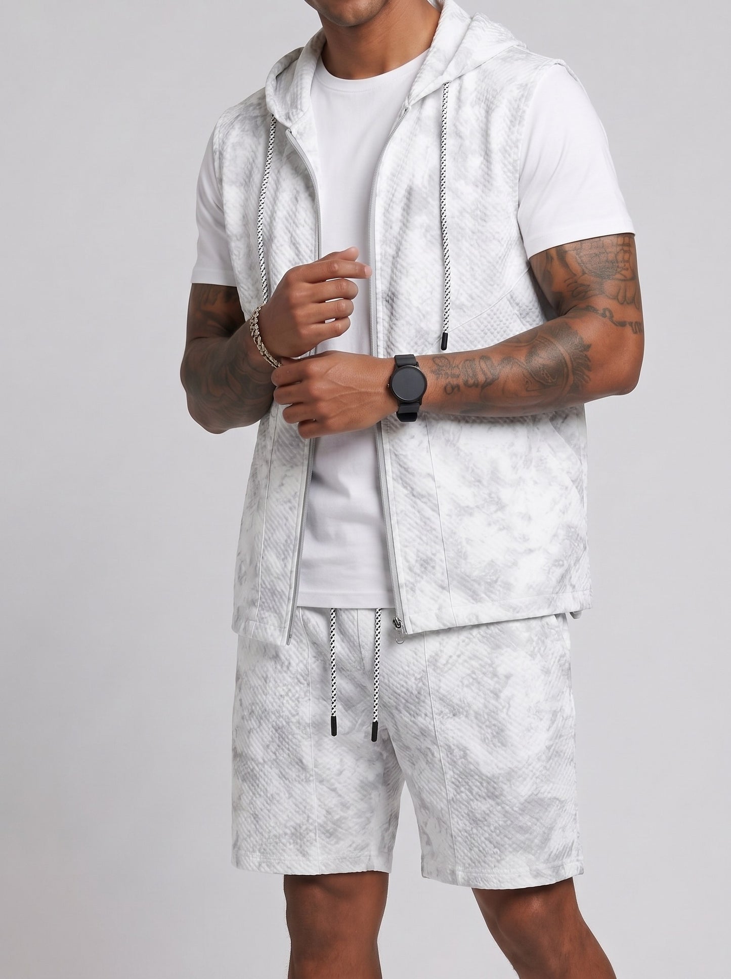 KZZ Tie-dye hooded quick-dry tank top and shorts