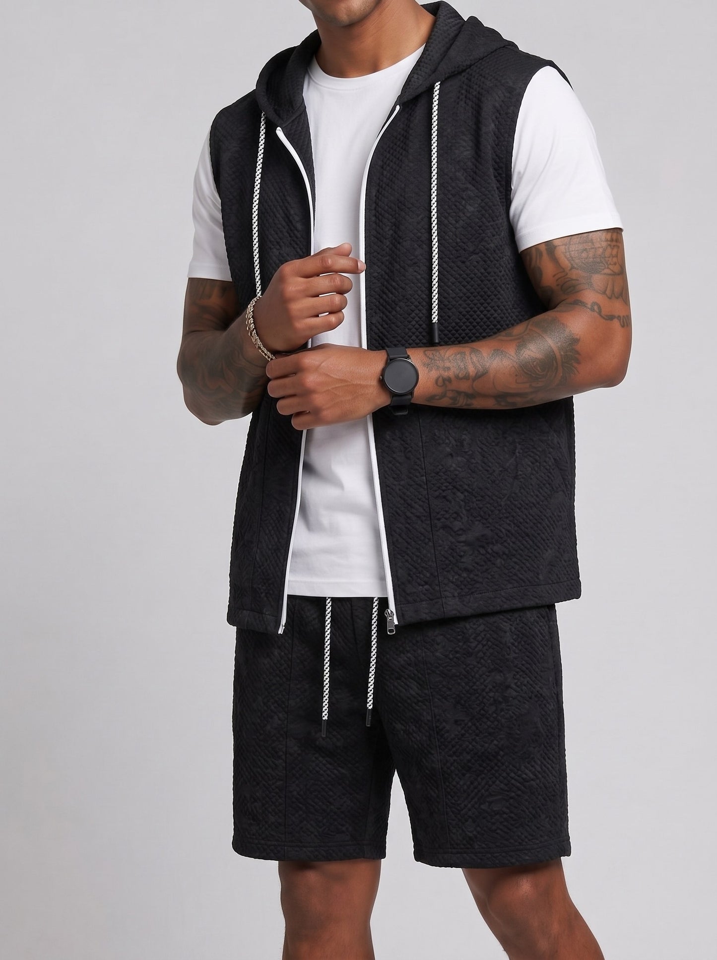 KZZ Tie-dye hooded quick-dry tank top and shorts