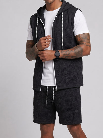 KZZ Tie-dye hooded quick-dry tank top and shorts