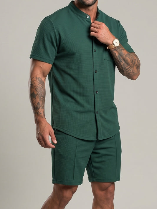 KZZ Men's smart-casual athletic short-sleeve tops and shorts
