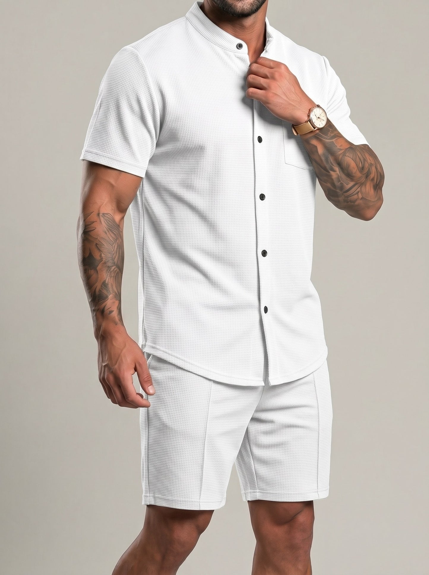 KZZ Men's smart-casual athletic short-sleeve tops and shorts